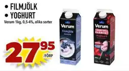 Din Mat VERUM Filmjölk yoghurt erbjuda