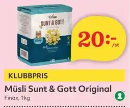 Hemköp Finax Müsli Sunt & Gott Original erbjuda