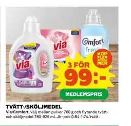 Coop Via/Comfort Tvätt-/sköljmedel erbjuda