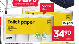 Rusta Toalettpapper erbjuda