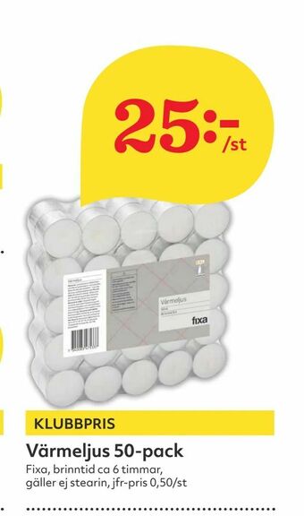 Hemköp Värmeljus 50-pack erbjuda
