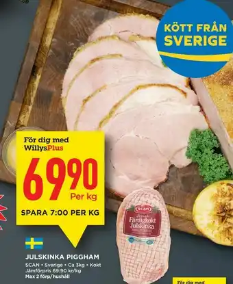 Willys Julskinka piggham erbjuda