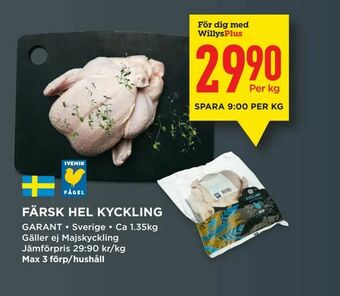 Willys Färsk hel kyckling erbjuda