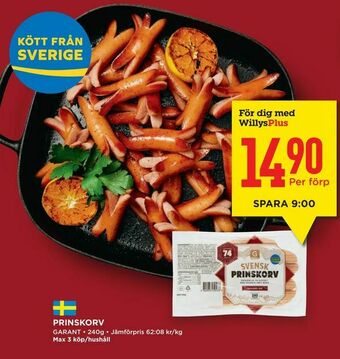 Willys Hemma Prinskorv erbjuda