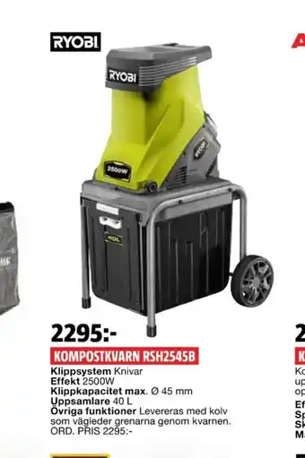 Bauhaus Ryobi Kompostkvarn erbjuda