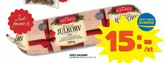 Kokt julkorv