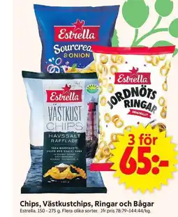 ICA Supermarket Chips, Västkustchips, Ringar och Bågar erbjuda