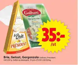 ICA Supermarket Brie, Getost, Gorgonzola erbjuda