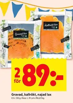 ICA Kvantum Gravad, kallrökt, najad lax erbjuda
