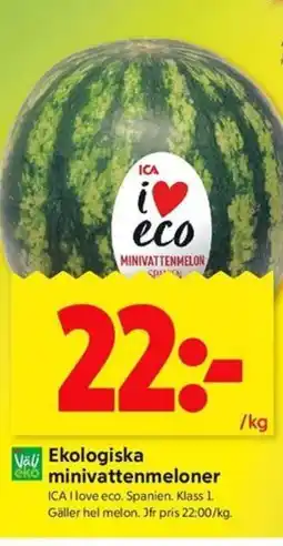 ICA Kvantum Ekologiska eko minivattenmeloner erbjuda