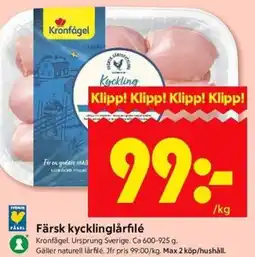 ICA Kvantum Färsk kycklinglårfilé erbjuda