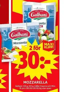 ICA Maxi MOZZARELLA erbjuda