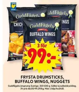 ICA Maxi FRYSTA DRUMSTICKS, BUFFALO WINGS, NUGGETS erbjuda