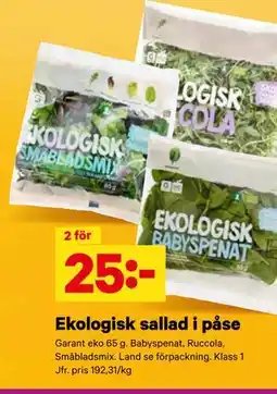 City Gross Ekologisk sallad i påse, SEK 25 erbjuda