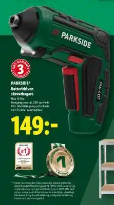 Lidl PARKSIDE Batteridriven skruvdragare erbjuda