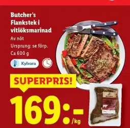 Lidl Butcher's Flankstek i vitlöksmarinad erbjuda