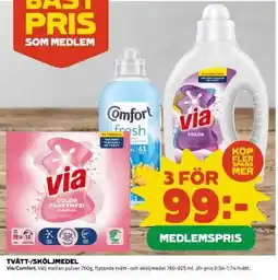 Coop Via/Comfort Tvätt-/Sköljmedel erbjuda