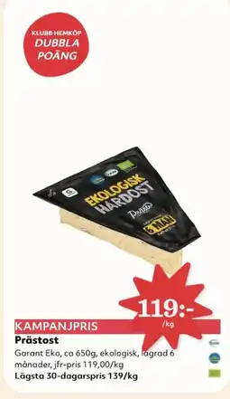 Hemköp Garant Eko Prästost erbjuda