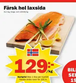 Pekås Färsk hel laxsida, Medlemspris erbjuda
