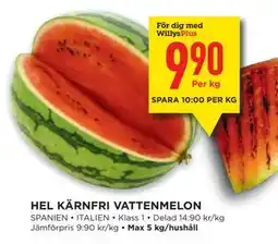 Willys HEL KÄRNFRI VATTENMELON, Medlemspris erbjuda