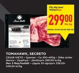 Willys TOMAHAWK, SECRETO, Medlemspris erbjuda