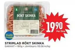 Willys STRIMLAD RÖKT SKINKA, SEK 19.9 erbjuda