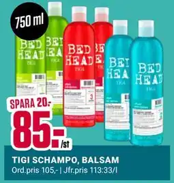 ÖoB TIGI SCHAMPO, BALSAM, SEK 85 erbjuda