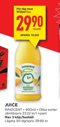 Willys Hemma JUICE, Medlemspris erbjuda