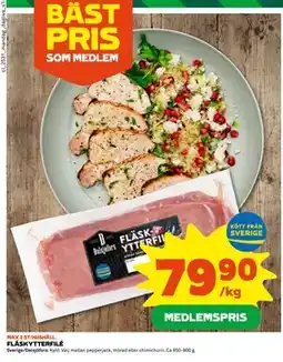 Coop Daglivs FLÄSKYTTERFILÉ, Medlemspris erbjuda