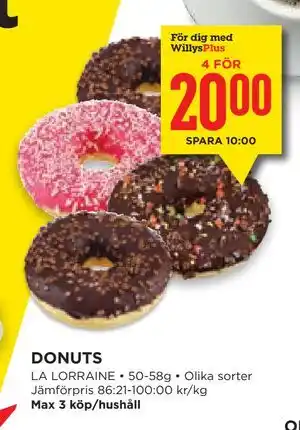 Willys Hemma DONUTS, Medlemspris erbjuda