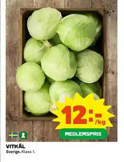 Coop Daglivs VITKÅL, Medlemspris erbjuda