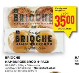 Willys Hemma BRIOCHE HAMBURGERBRÖD 4-PACK, Medlemspris erbjuda