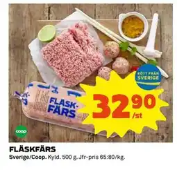 Coop Daglivs FLÄSKFÄRS, SEK 32.9 erbjuda