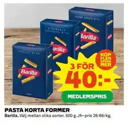 Coop Daglivs PASTA KORTA FORMER, Medlemspris erbjuda