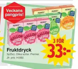 Matöppet Fruktdryck, SEK 33 erbjuda