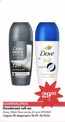 Hemköp DOVE Deodorant roll-on erbjuda