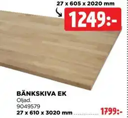 Jem&Fix BÄNKSKIVA EK erbjuda
