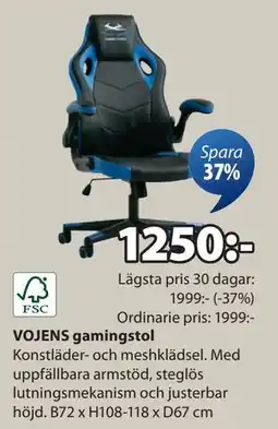 JYSK VOJENS gamingstol, SEK 1250 erbjuda