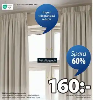 JYSK ALDRA mörkläggningsgardin erbjuda