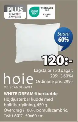 JYSK WHITE DREAM fiberkudde, SEK 120 erbjuda