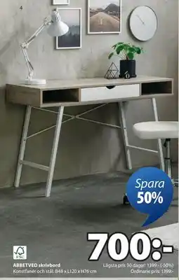 JYSK ABBETVED skrivbord, SEK 700 erbjuda