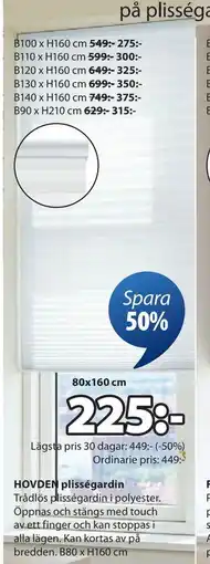 JYSK HOVDEN plisségardin erbjuda