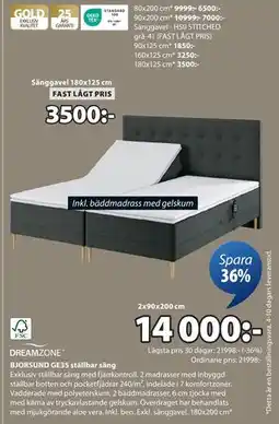 JYSK BJORSUND GE35 ställbar säng, SEK 14000 erbjuda