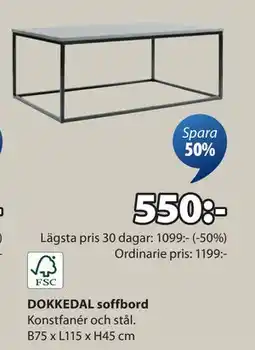 JYSK DOKKEDAL soffbord, SEK 550 erbjuda