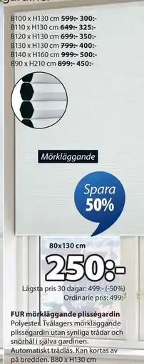 JYSK FUR mörkläggande plisségardin erbjuda