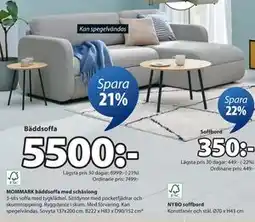 JYSK MOMMARK bäddsoffa med schäslong, SEK 5500 erbjuda
