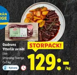 Lidl Gudruns Ytterlår av nöt, SEK 129 erbjuda