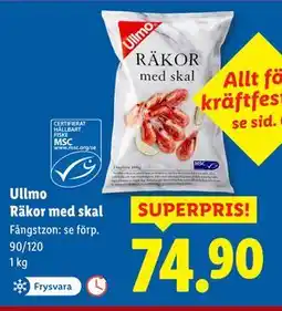 Lidl Ullmo Räkor med skal, SEK 74.9 erbjuda