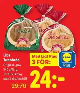 Lidl Liba Tunnbröd, Pris i appen erbjuda