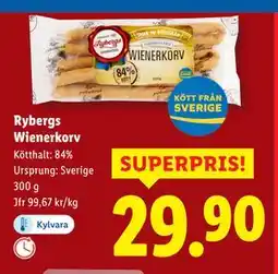 Lidl Rybergs Wienerkorv, SEK 29.9 erbjuda
